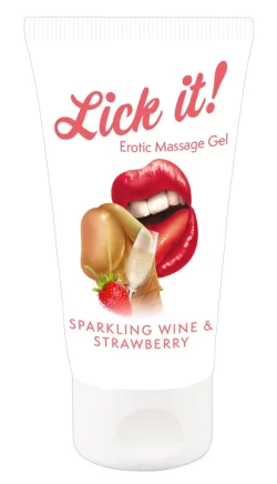 Lick it! Wine-Strawberry Vegan Massage Gel 50 ml - Scented Water-Based Formula - Asu ja Lelu