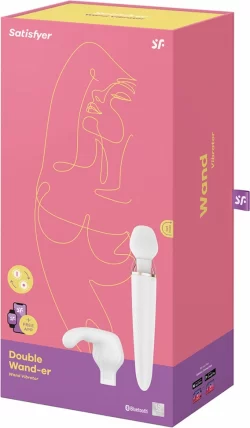 Alternative view of Satisfyer Double Wand-er Massage Wand with Interchangeable Heads, White