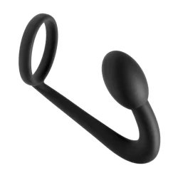 XR Brands Explorer Silicone Support Ring with Prostate Massager Black
