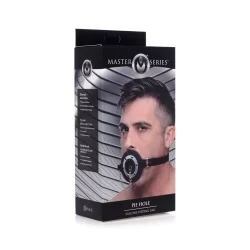 Alternative view of XR Brands Pie Hole Silicone Open Mouth Gag with Removable Plug Black