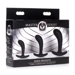 Alternative view of Dark Delights 3-Piece Silicone Curved Anal Trainer Set - Black