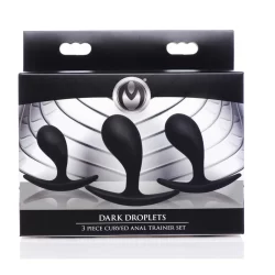 Alternative view of XR Brands Dark Droplets 3-Piece Curved Anal Trainer Set Black Silicone