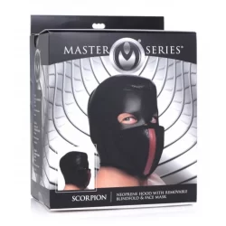 Alternative view of Scorpion Hood Neoprene Face Mask with Detachable Blindfold & Mouth Cover Black
