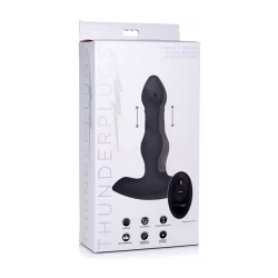 Alternative view of XR Brands Silicone Intimate Plug Thrusting & Vibrating Remote Black