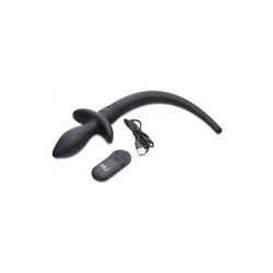 XR Brands Waggerz Vibrating Silicone Tail with Remote, Black, IPX7