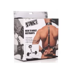 Alternative view of Master Series Neck to Wrist Restraint System PU Leather Adjustable Black