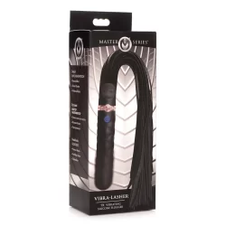 Alternative view of XR Brands Vibra-Lasher Silicone Vibrating Flogger Black 3 Modes