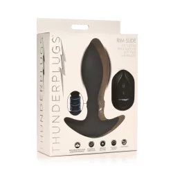 Alternative view of XR Brands Rim Slide Silicone Plug with Sliding & Vibration Black