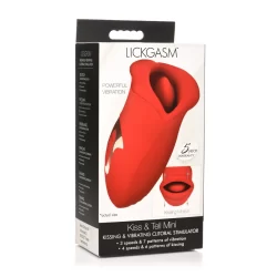 Alternative view of Kiss and Tell Silicone Vibrating Clitoral Stimulator Red IPX6 USB