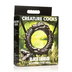 Alternative view of XR Brands Black Caiman Silicone Intimate Ring Black Stretchy Design