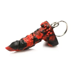 Creature Cocks Fire Demon Silicone Keychain Red-Black 2.8in