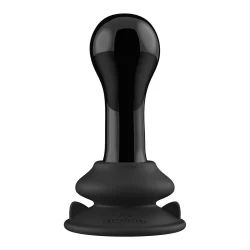 Shots Chrystalino Black Glass Intimate Massager with Suction Cup Base