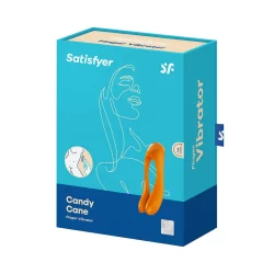 Alternative view of Satisfyer Candy Cane Mini Vibrator Black-Orange - Compact Finger Model
