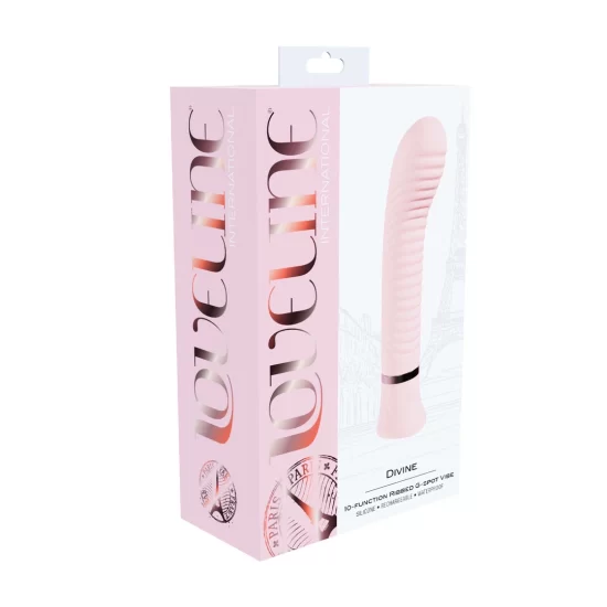 Alternative view of Loveline Divine G-Spot Ribbed Vibrator Rechargeable Pink 10 Functions