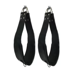 BDSM Leather Support Loops 60cm - Padded, Adjustable, Black, Metal D-Rings