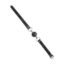 Ouch! Classic Solid Ball Gag Adjustable Leather Strap Black