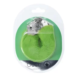 Alternative view of Ouch! Heavy-Duty Fluffy Handcuffs Green - Secure Lock, Soft Lining