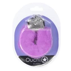 Alternative view of Ouch! Classic Fluffy Handcuffs Purple - Soft Adjustable Steel Restraints