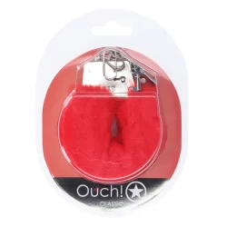 Alternative view of Ouch! Classic Fluffy Handcuffs Red - Adjustable Soft Faux Fur Cuffs