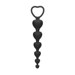 Sinner Gear Silicone Heart Bead Chain - Flexible Intimate Trainer, Black
