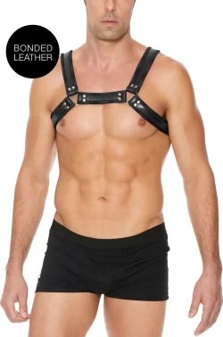 Ouch! Leather Bulldog Harness L/XL - Adjustable Straps & Buckles