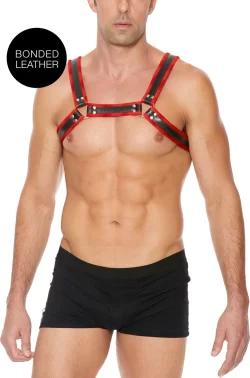 Kiotos Leather Bulldog Harness S/M - Adjustable Bonded Leather Chest Strap