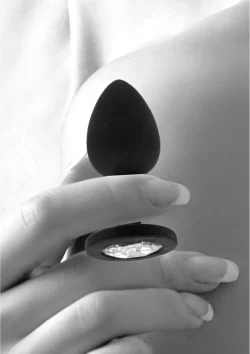 Dolce Piccante Silicone Plug with Removable Gem, Black, Medium