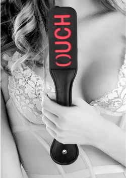 OUCH Bonded Leather Paddle - Stitched Impact Tool, Black
