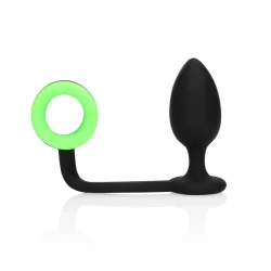 Alternative view of Ouch! Glow in the Dark Silicone Plug & Support Ring - Fluorescent Green