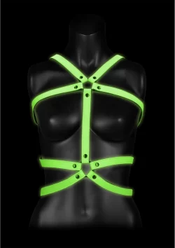OUCH! Glow in the Dark Adjustable Full Body Harness S/M Green