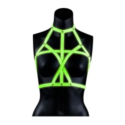 Alternative view of Ouch! Glow in the Dark Bra Harness S/M - Adjustable Luminous Green