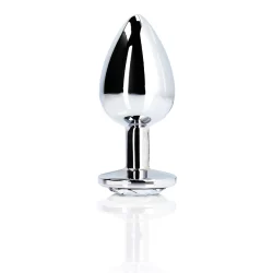 Ouch! Aluminum Intimate Plug Small with Round Gem Base - Silver