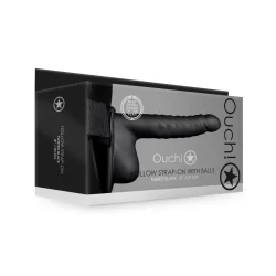 Alternative view of Ouch! Ribbed Hollow Intimate System with Anatomical Base 21 cm Black