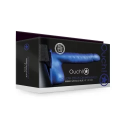 Alternative view of Ouch! Ribbed Hollow Intimate System with Adjustable Harness 21 cm