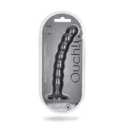 Alternative view of Ouch! Beaded Silicone Intimate Device 20.5 cm Metallic with Suction Base