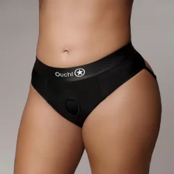 Shots Vibrating Strap-On Briefs Removable Rear Straps XL/XXL Black