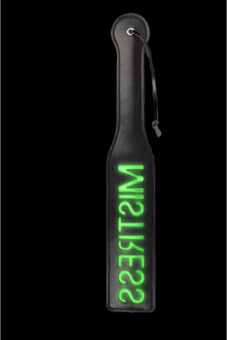 OUCH! Mistress Paddle Glow in the Dark - Neon Green Impact Accessory