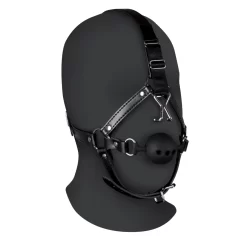 Shots Ouch! Adjustable Leather Head Harness with Breathable Ball Gag, Black
