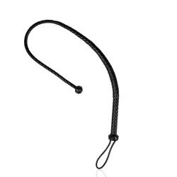 EasyToys PU Leather Whip Black 122cm with Knot Handle Detail