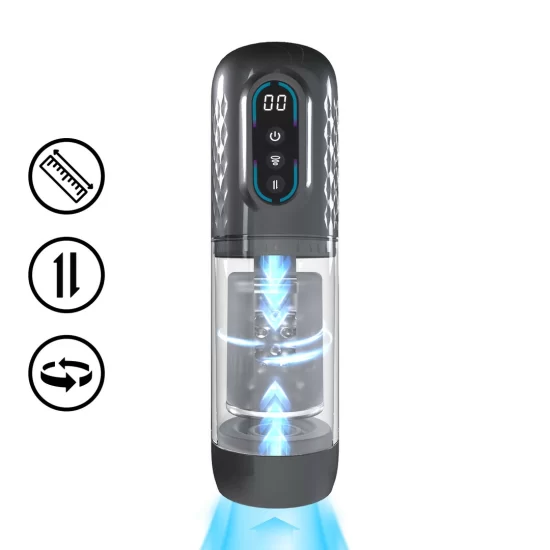 Vortex Gun Metal Intimate Machine with Suction, Rotation & Thrusting