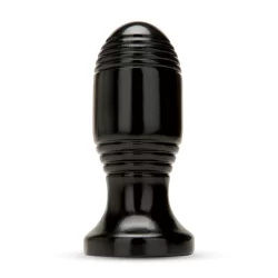 Rimba Ribbed Plug Black - Anatomical PVC Model, 11.4 cm