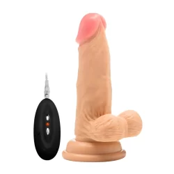 RealRock Vibrating Model 6" Anatomical Shape with Suction Cup, Beige