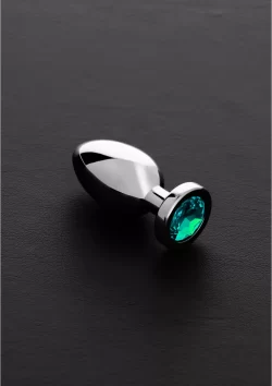 Ouch! Stainless Steel Plug with Glass Gemstone - Small, Silver