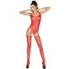Passion BS034 Czerwone kabaretki bodystocking z haftem One Size