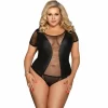 Subblime Queen Plus Body Fetyszowe z Krotkim RÄ™kawem Czarny Plus Size