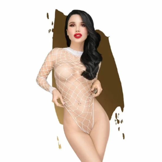 Penthouse Scandalous Body BiaÅ‚y XL - siateczkowe body z dÅ‚ugim rÄ™kawem