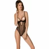 Passion Body Marina czarne S/M - eleganckie body z otwartymi miseczkami