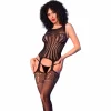 Chilirose CR 4855 Bodystocking Czarny S/L siateczkowy wzor