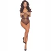 PASSION BS115 Bodystocking Czarna Kratka